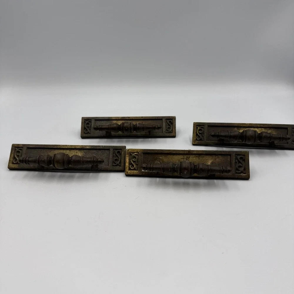 Set Of 4 Antique Brass Drawer Pulls 5
